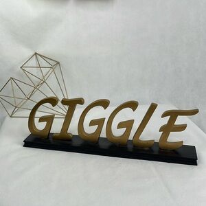 G I G G L E  Plaque Giggle Whimsical Decorative Plaque Gold Black
